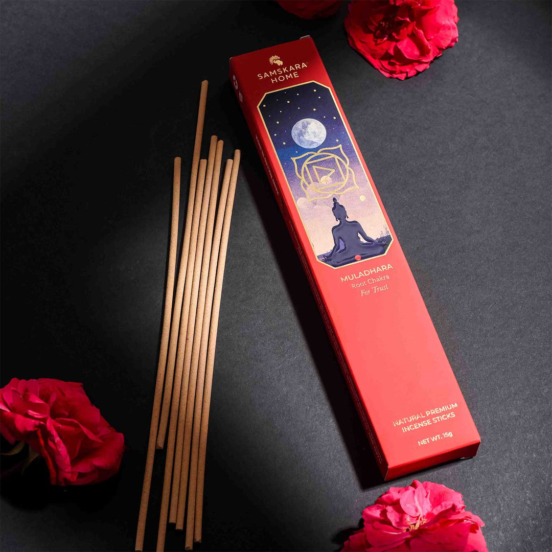 Handmade Muladhara - Root Chakra Natural Bamboo Free Incense Stick / Agarbatti | Set Of 15