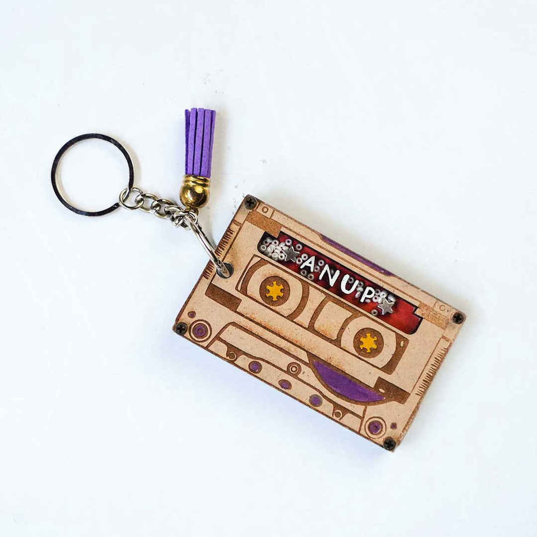 Personalized Cassette Shaped Keychain