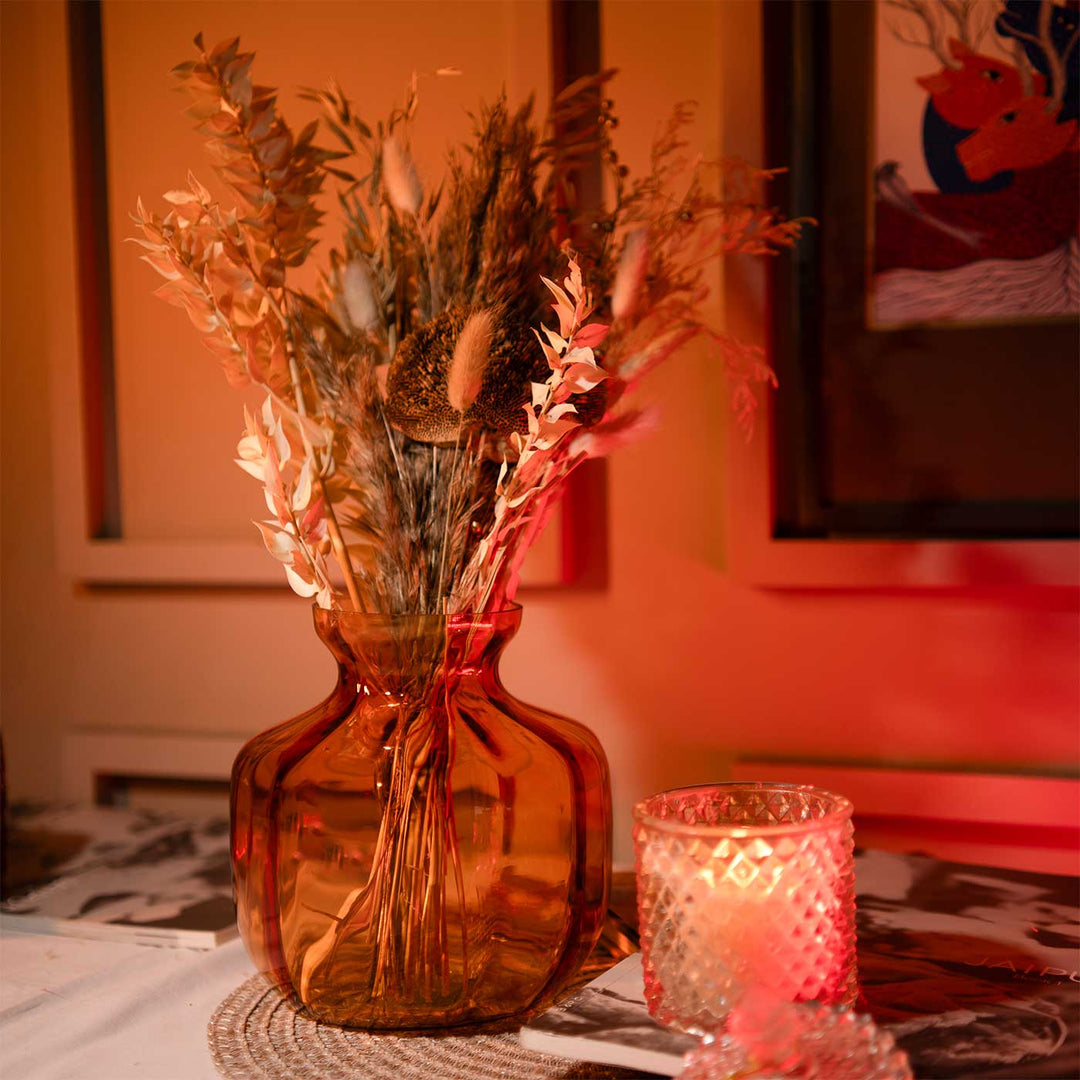 Golden Marigold Charm Glass Vase