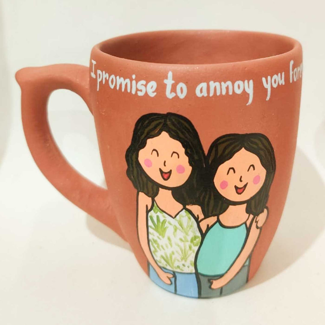 Handpainted Personalised 3D Terracotta Mug with Caricatures