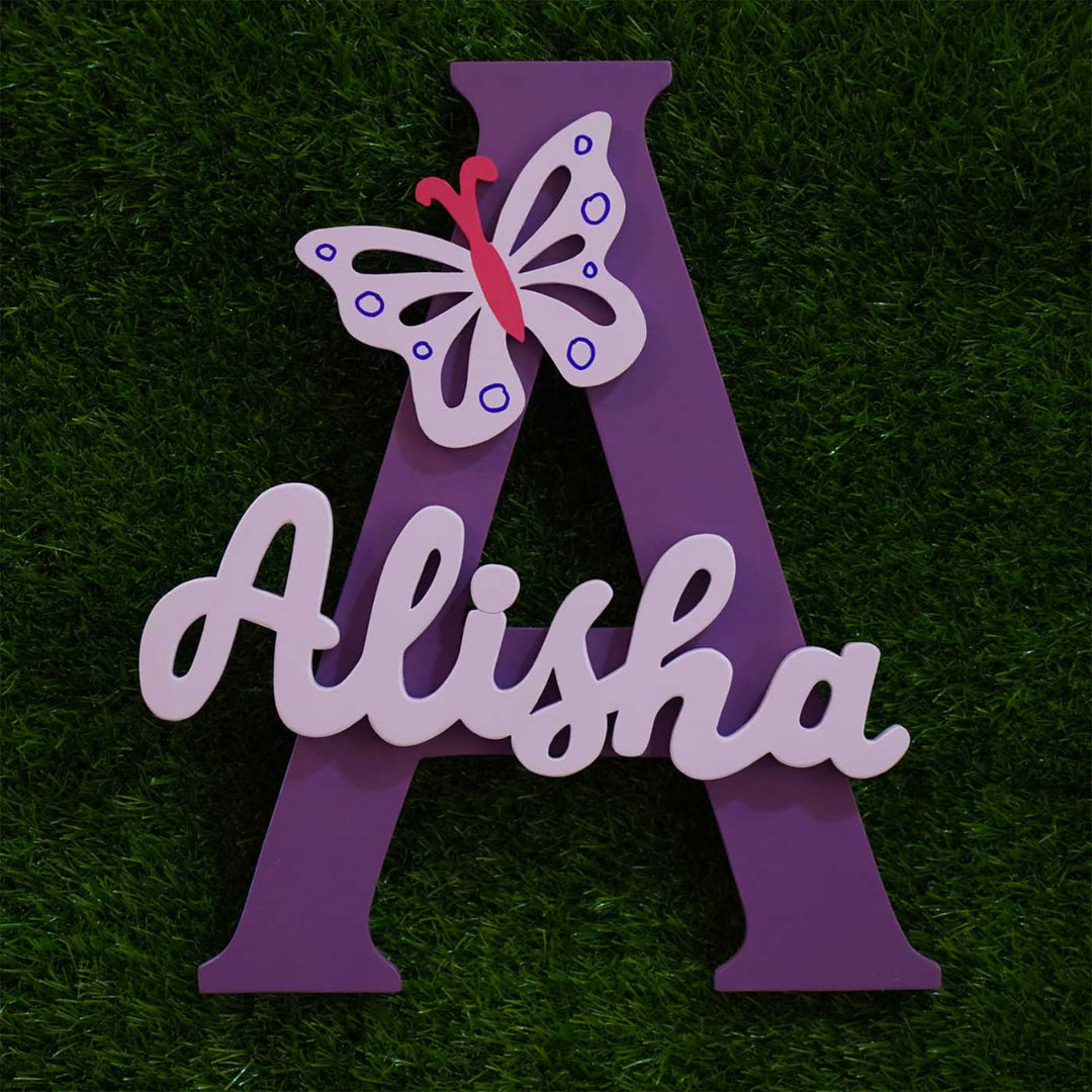 Personalized MDF Wood Kids Monogram Name Plate