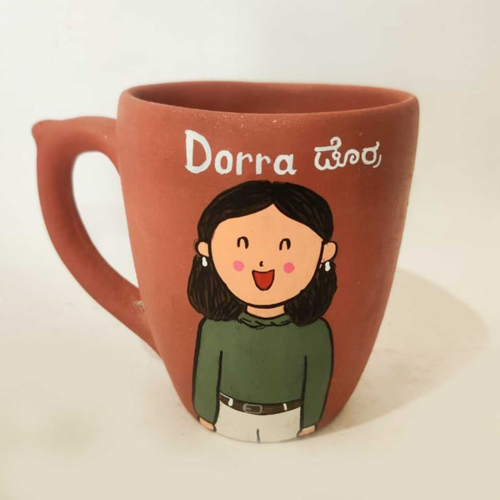 Handpainted Personalised 3D Terracotta Mug with Caricatures