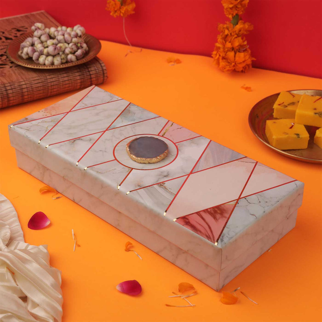 Handmade Marble Hexagon Pooja Chowki With Metal Votive Candle | Set Of 6