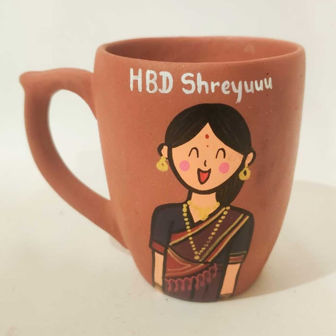 Handpainted Personalised 3D Terracotta Mug with Caricatures