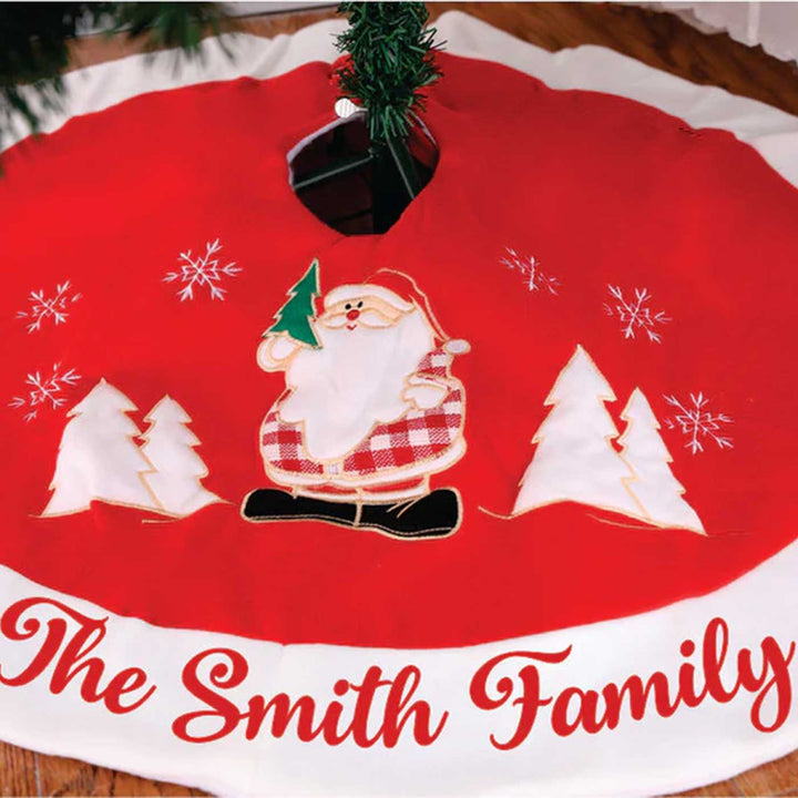 Personalized Happy Santa Felt Tree Skirt For Christmas Tree Decoration