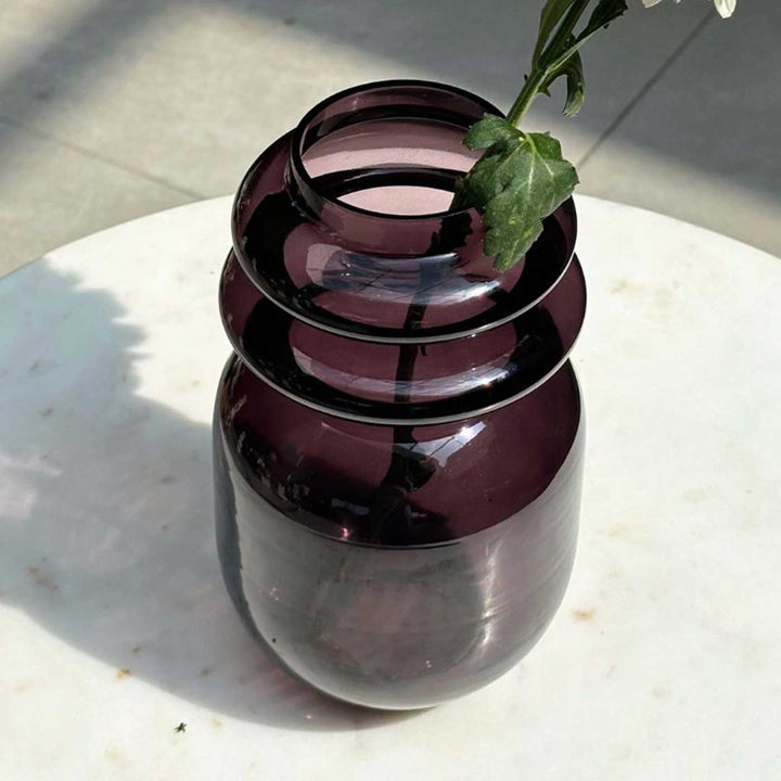 Handmade Dark Lilac Loop Glass Vase | 8 inch