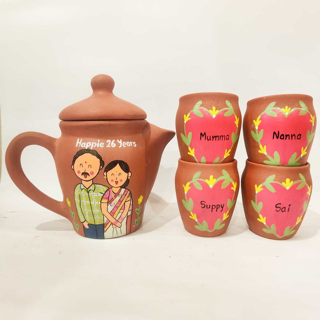 Handpainted Clay Teaset With Photo Based Caricature