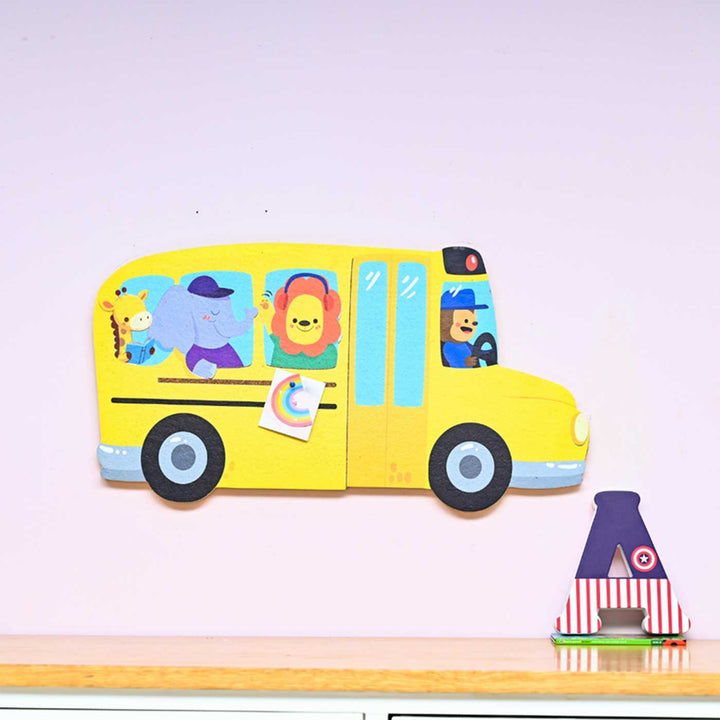 Handmade School Bus Wooden Pinboard For Kids