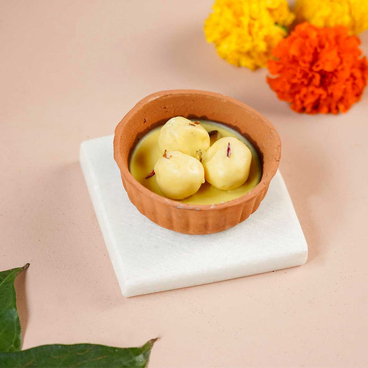 Handmade Rasmalai Clay Pot Wax Candle