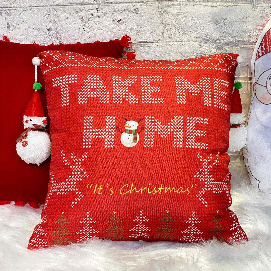 Handmade Take Me Home Cotton Cushion Covers For Christmas Decoration