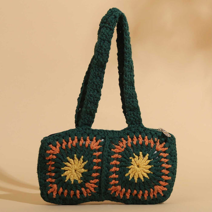 Handmade Crochet Green Busty Mini Handbag