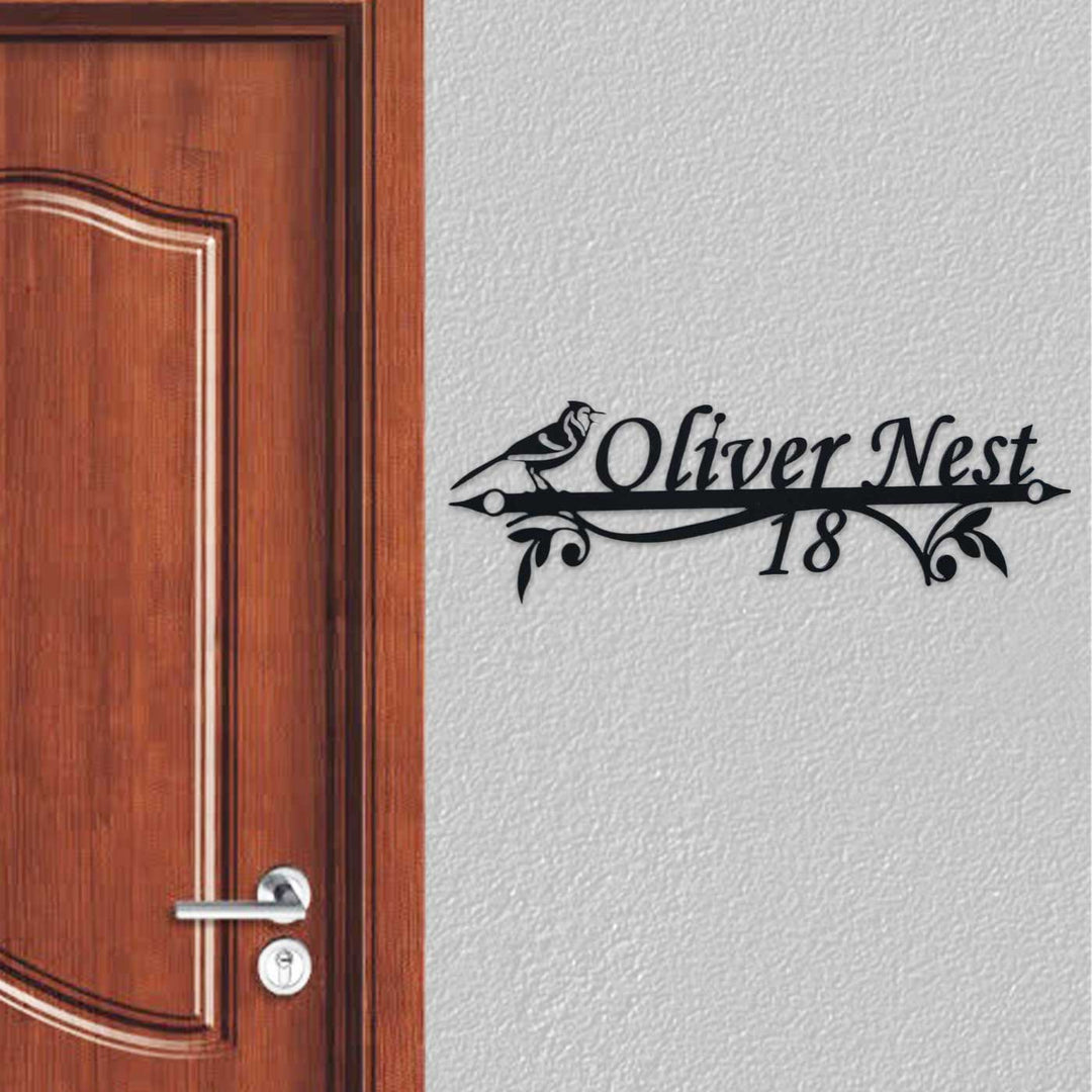 Personalized Weatherproof Bird Themed Metal Name Plate with House Number