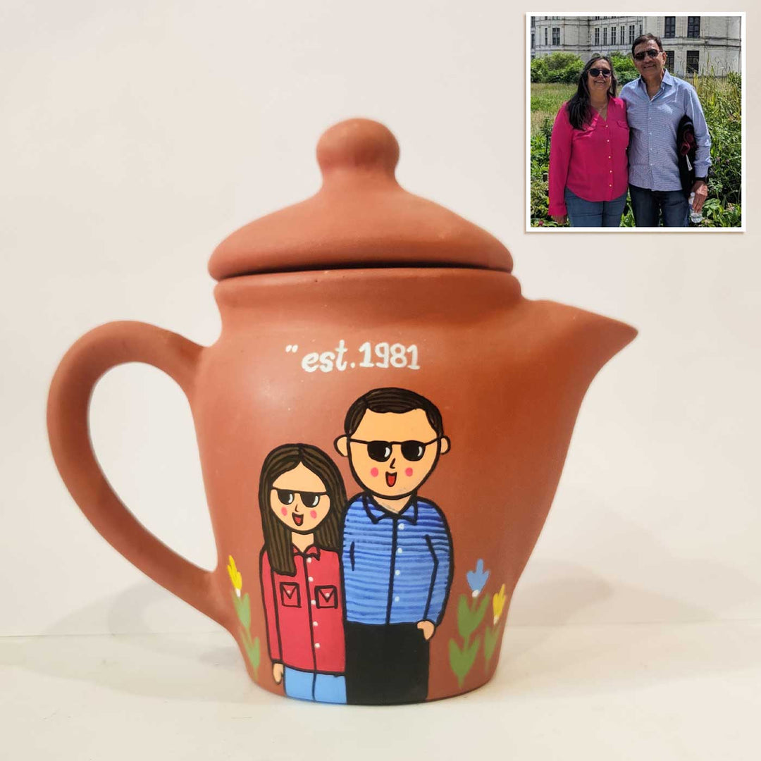 Handpainted Clay Teaset With Photo Based Caricature