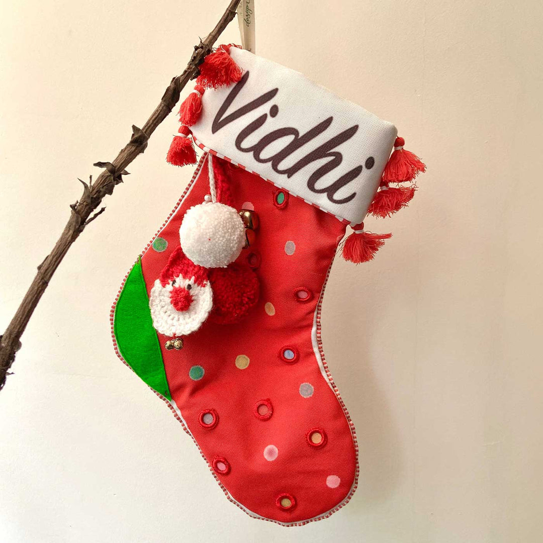 Personalized Red Cotton Stocking For Christmas Decoration