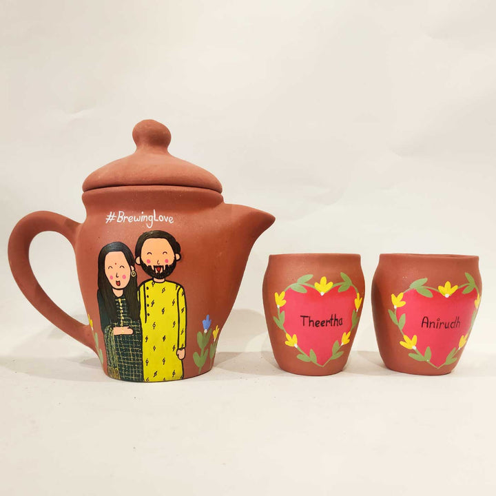 Handpainted Clay Teaset With Photo Based Caricature