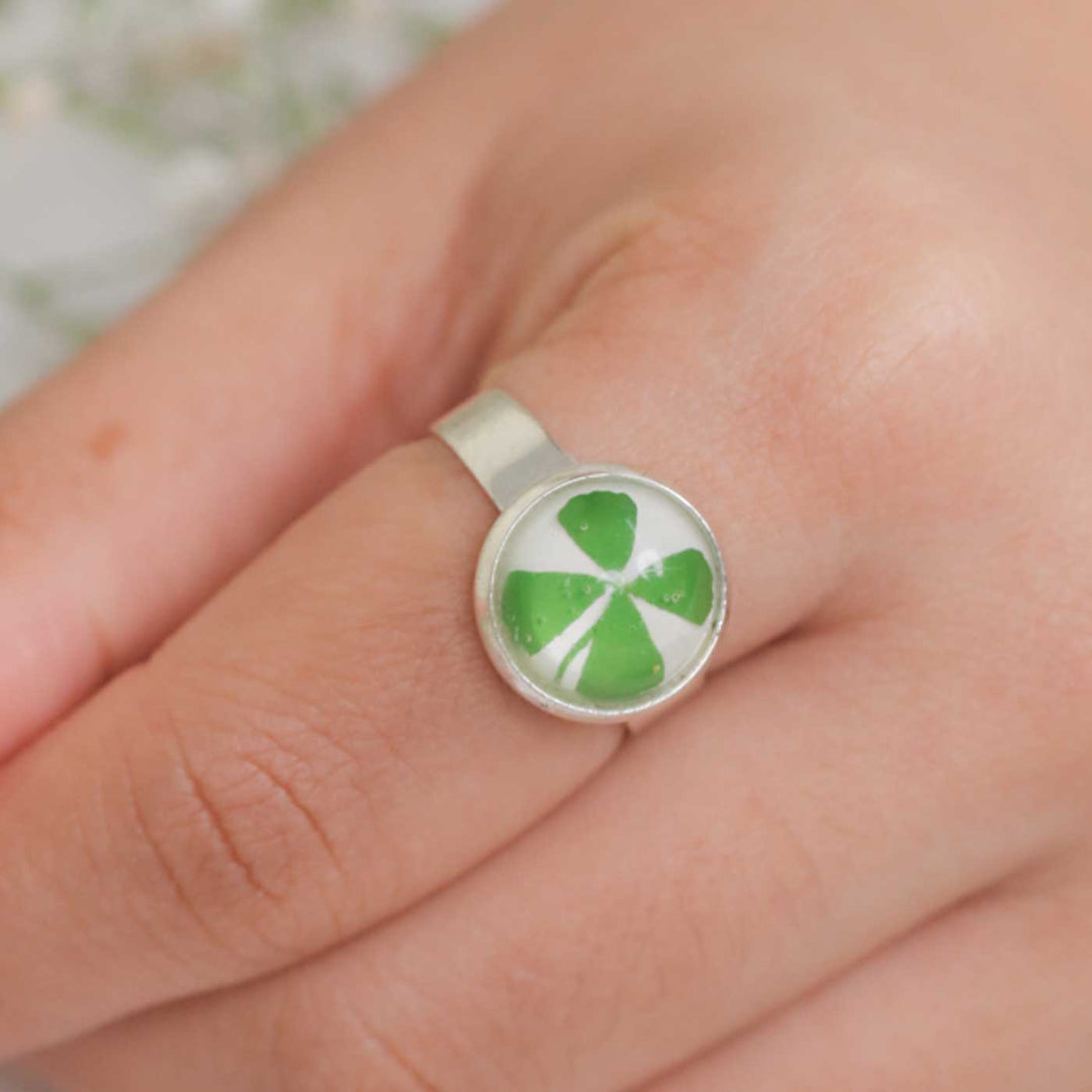 Handmade Preserved Clover Brass Ring