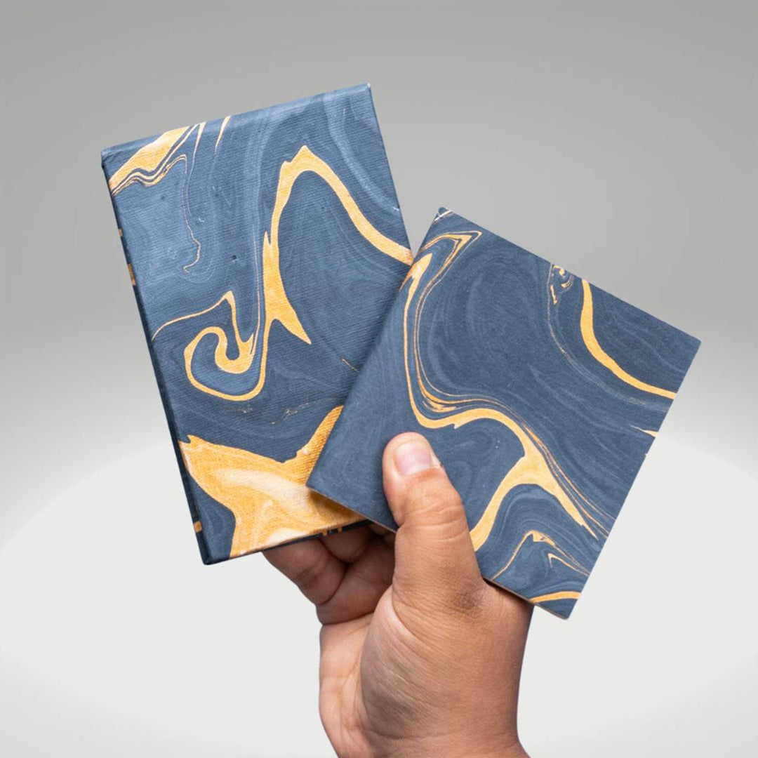 Handmade Unruled Small Blue Marble Notepad &  Pocket Journal | 120 Gsm