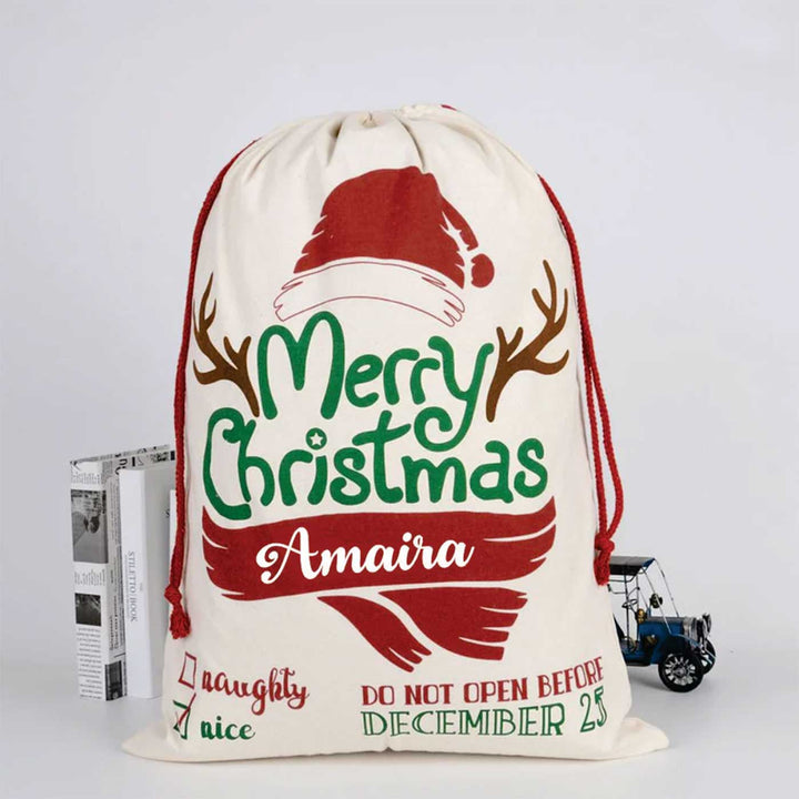 Personalized Merry Christmas Extra Large Muslin Gift Sack | Xmas Gifting Ideas