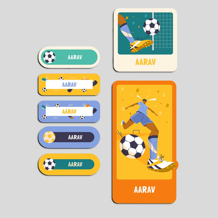 Personalized Football Goals Boy Theme Sticker Sheet | 40 Stickers