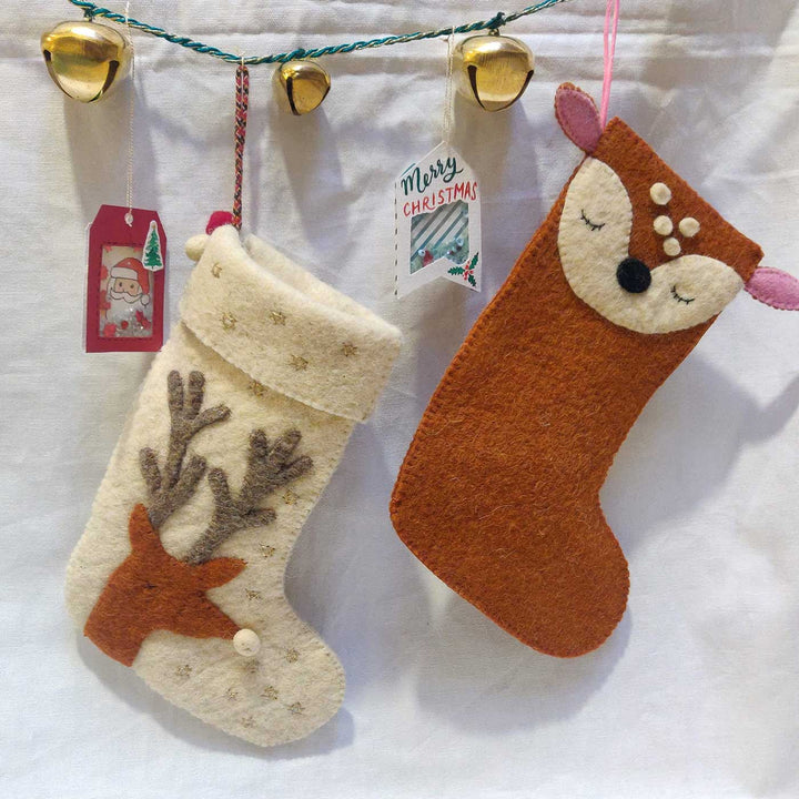 Handmade Felt Stockings For Christmas Decoration | Set Of 2