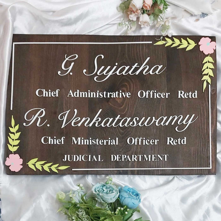 Personalized Profession Pine Wood Name Plate