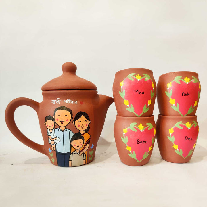 Handpainted Clay Teaset With Photo Based Caricature