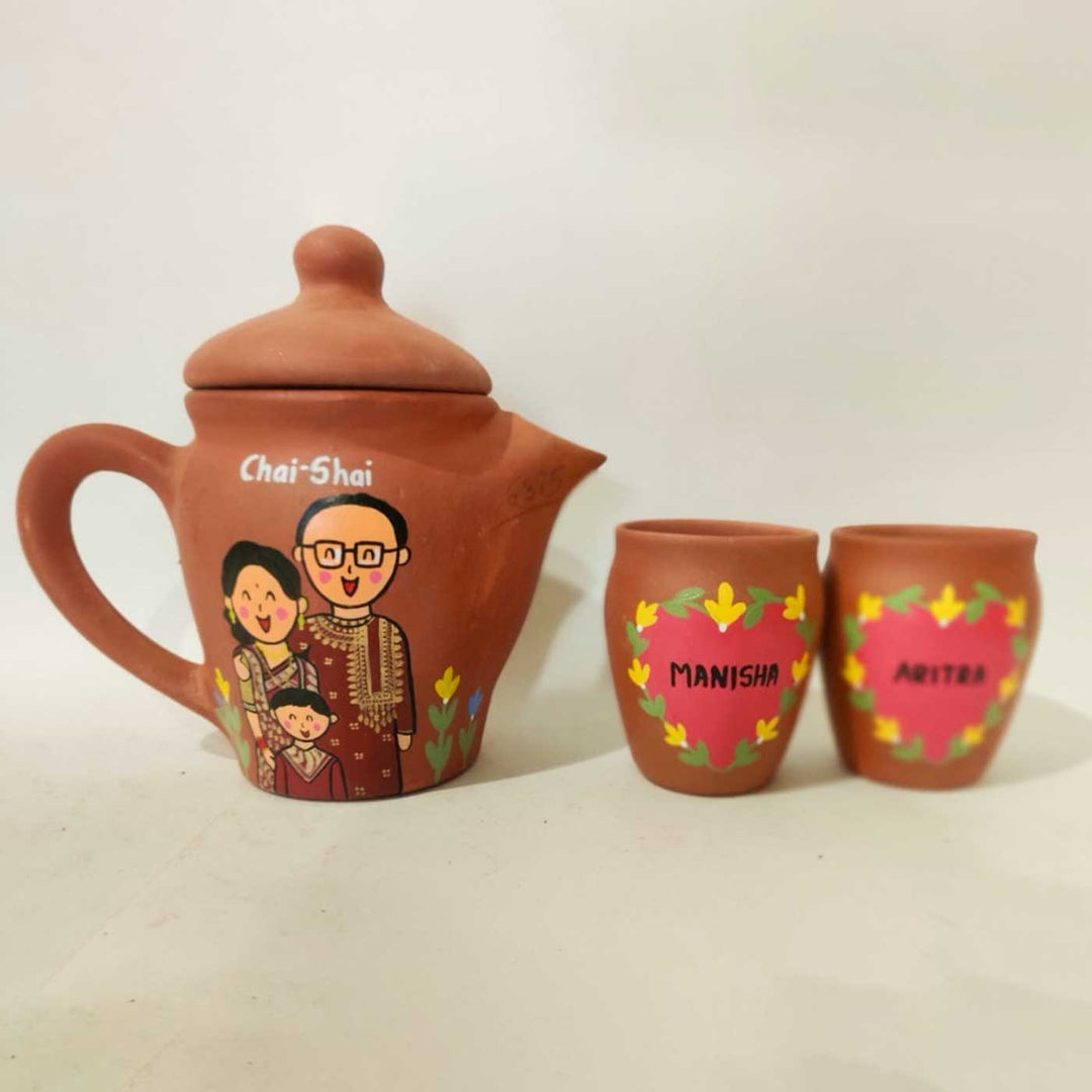 Handpainted Clay Teaset With Photo Based Caricature