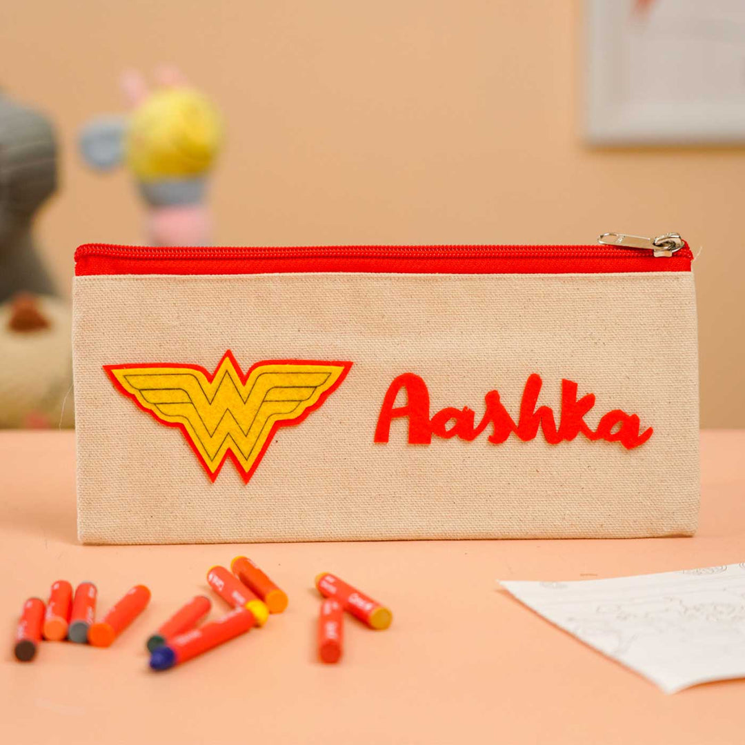 Personalized Wonder Woman Theme Stationary Pouch