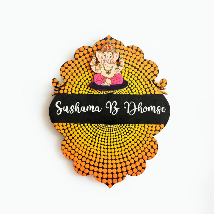 Handcrafted Designer Ganesha Cutwork Name Plate