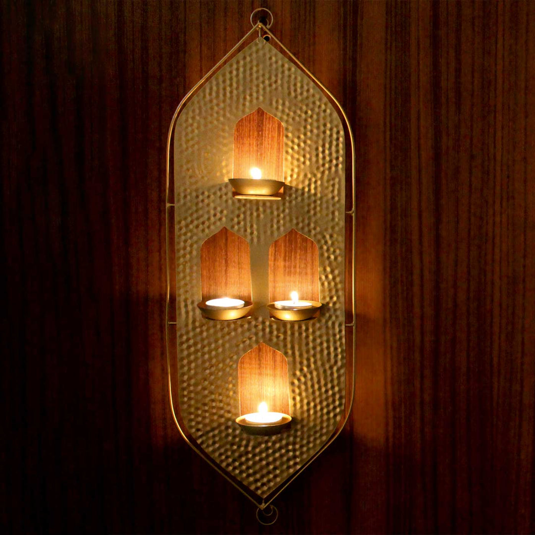 Handmade Malhar Wall
 Metal Hanging Tealight Holder