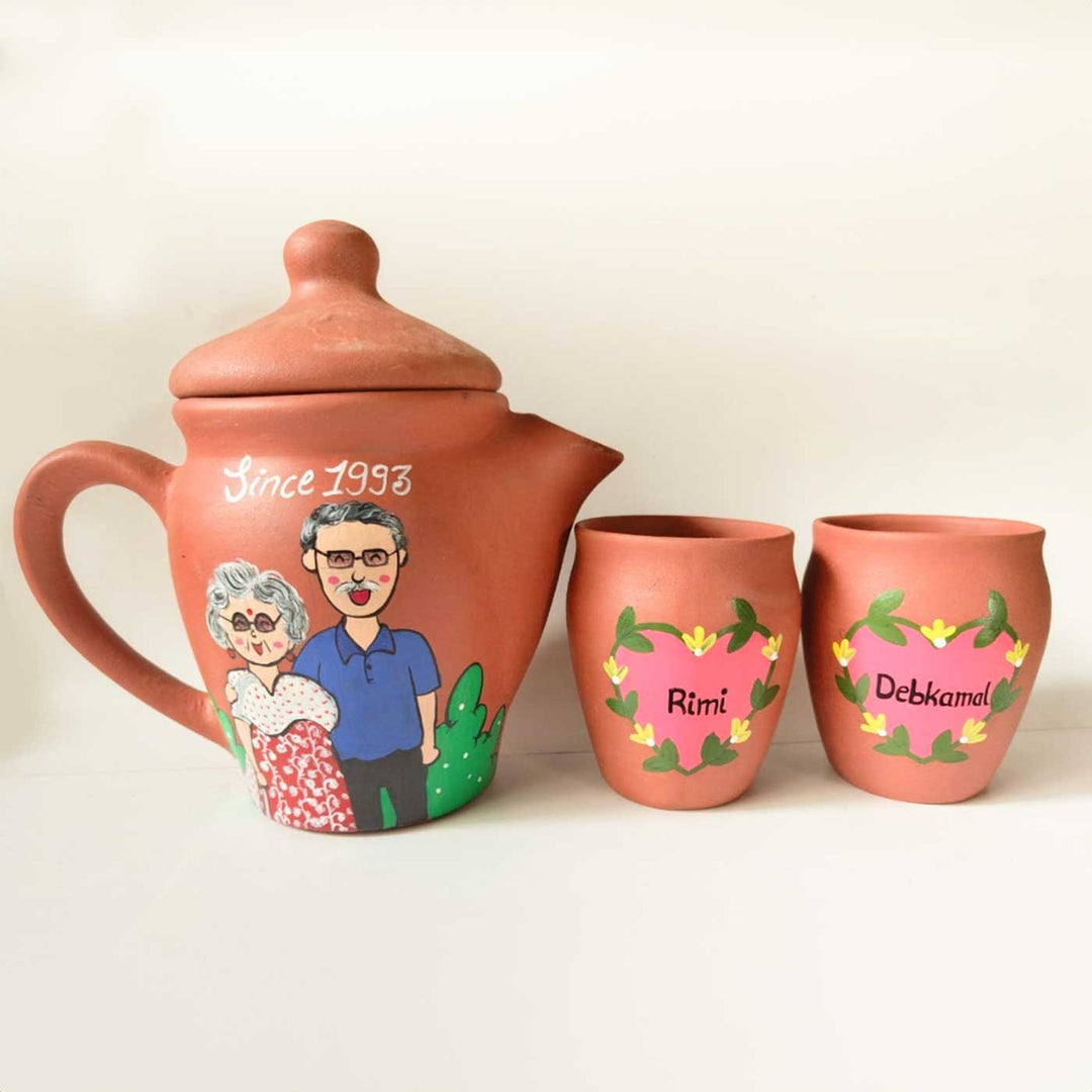 Handpainted Clay Teaset With Photo Based Caricature