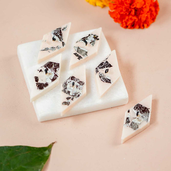 Handmade Kaju Katli Wax Candle | Set of 6