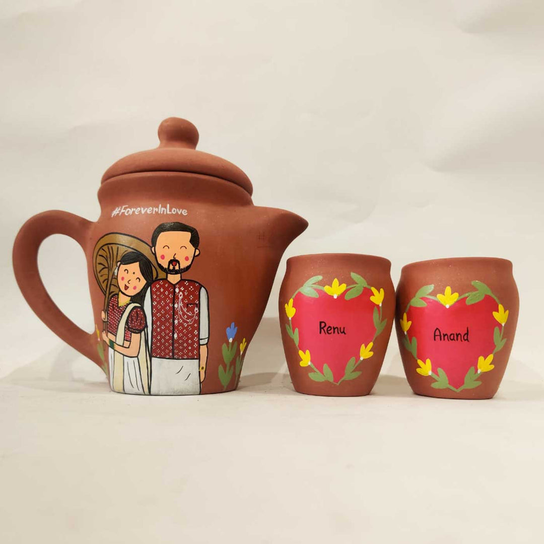 Handpainted Clay Teaset With Photo Based Caricature