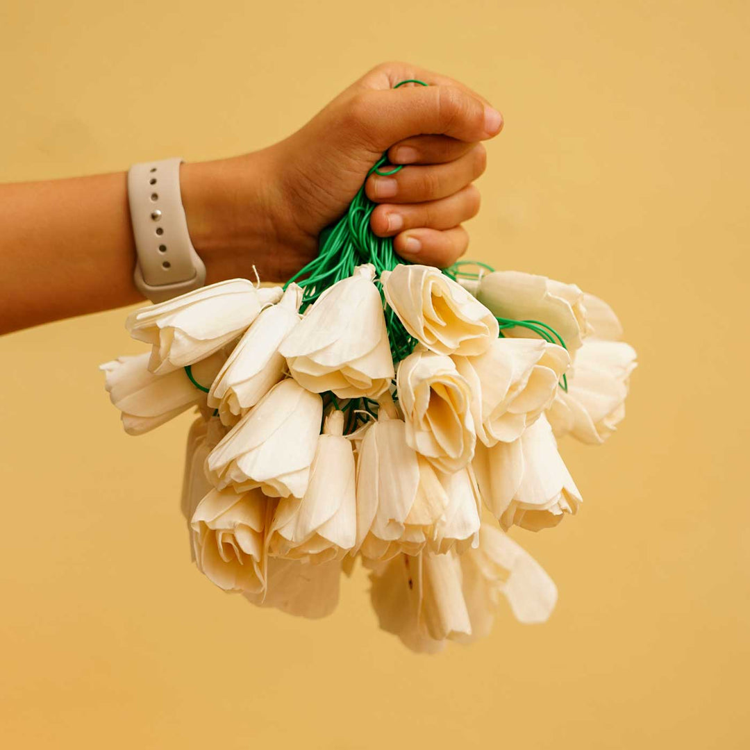 Handmade Green Sholapith Flower String Fairy Light