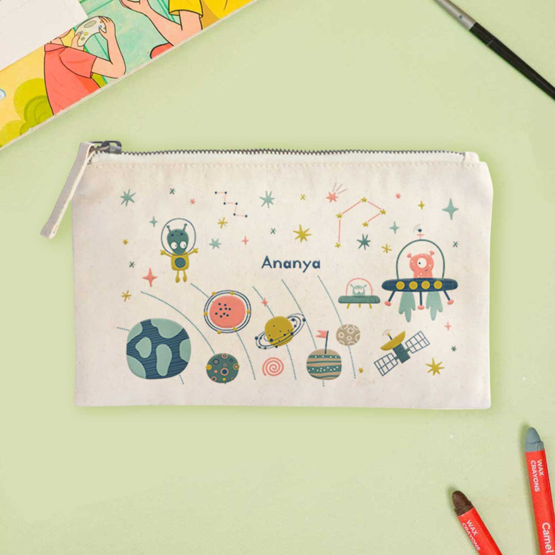 Personalized Space Explorer Theme Cotton Pencil Pouch