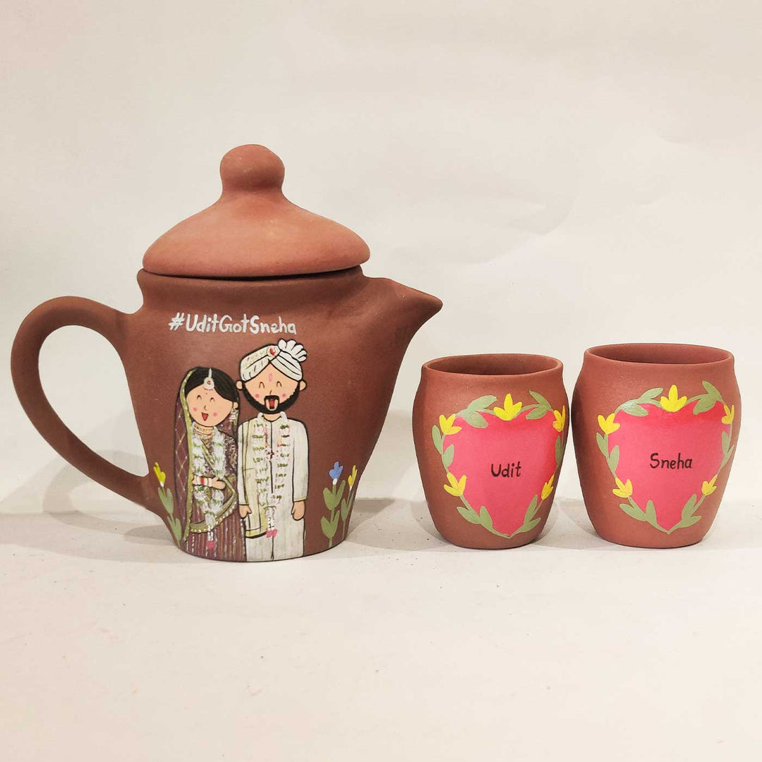 Handpainted Clay Teaset With Photo Based Caricature