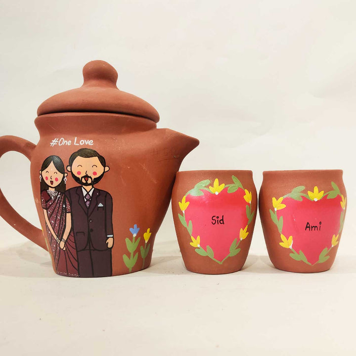 Handpainted Clay Teaset With Photo Based Caricature