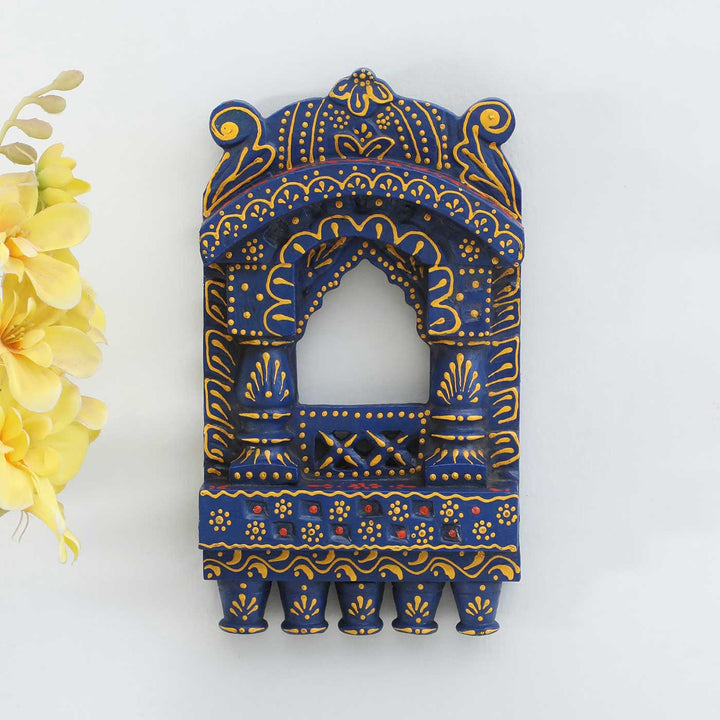 Handmade Traditional Dark Blue Jharokha Wooden Jharokha