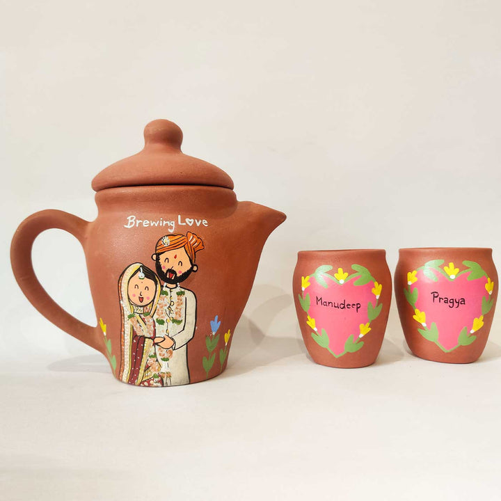 Handpainted Clay Teaset With Photo Based Caricature