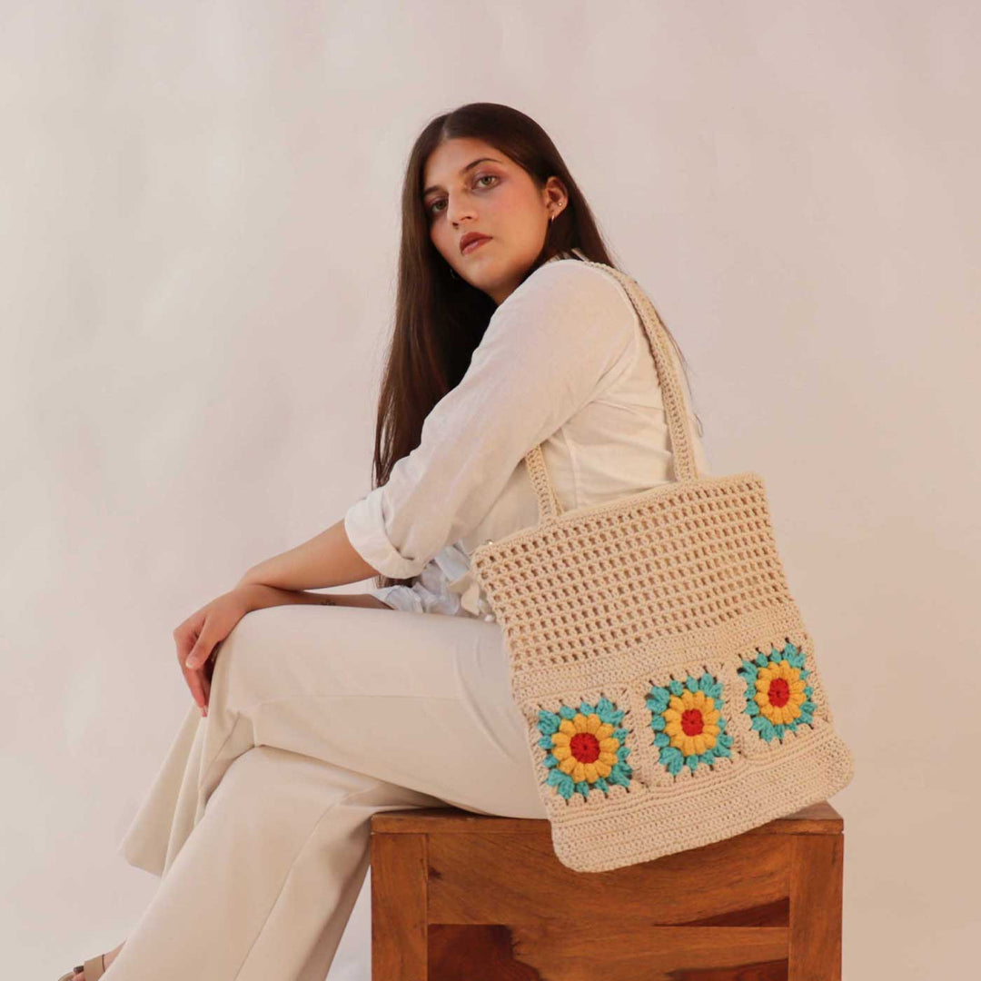 Handmade Crochet Shopper's Tote Bag