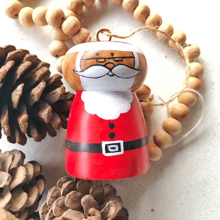 Handmade Santa Wooden Ornament For Christmas Tree Decoration