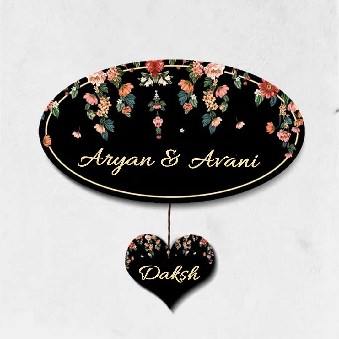 Elegant Oval Printed Wooden Nameplate For Family