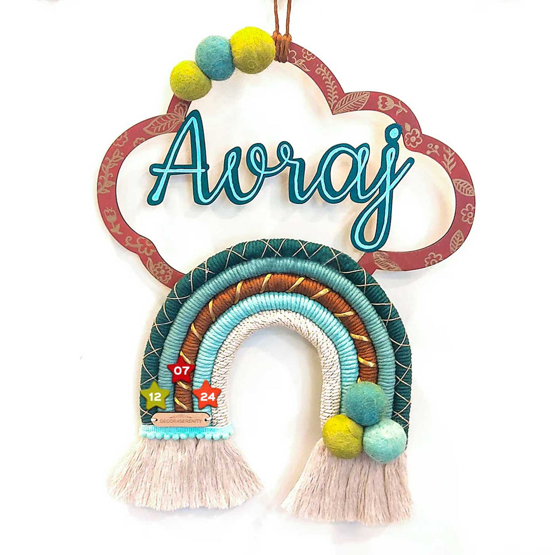 Macrame Cloud & Rainbow Personalized Kids' Nameplate