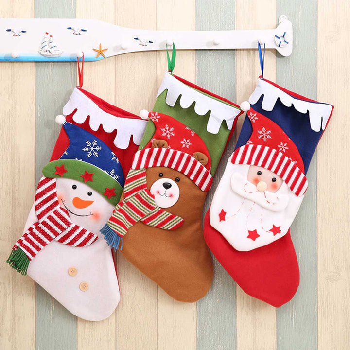 Personalized Snowy Scallop And Muffler Felt Stockings For Christmas Decoration