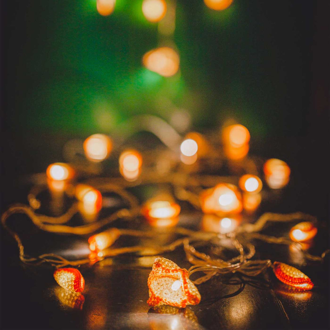 Handmade Crochet Orange Lily Bougainvillea Fairy Light