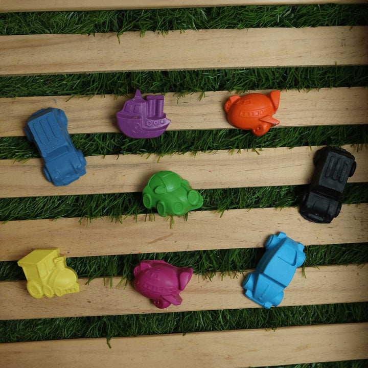 Handmade Non-Toxic Mini Vehicle Crayons | Set Of 8