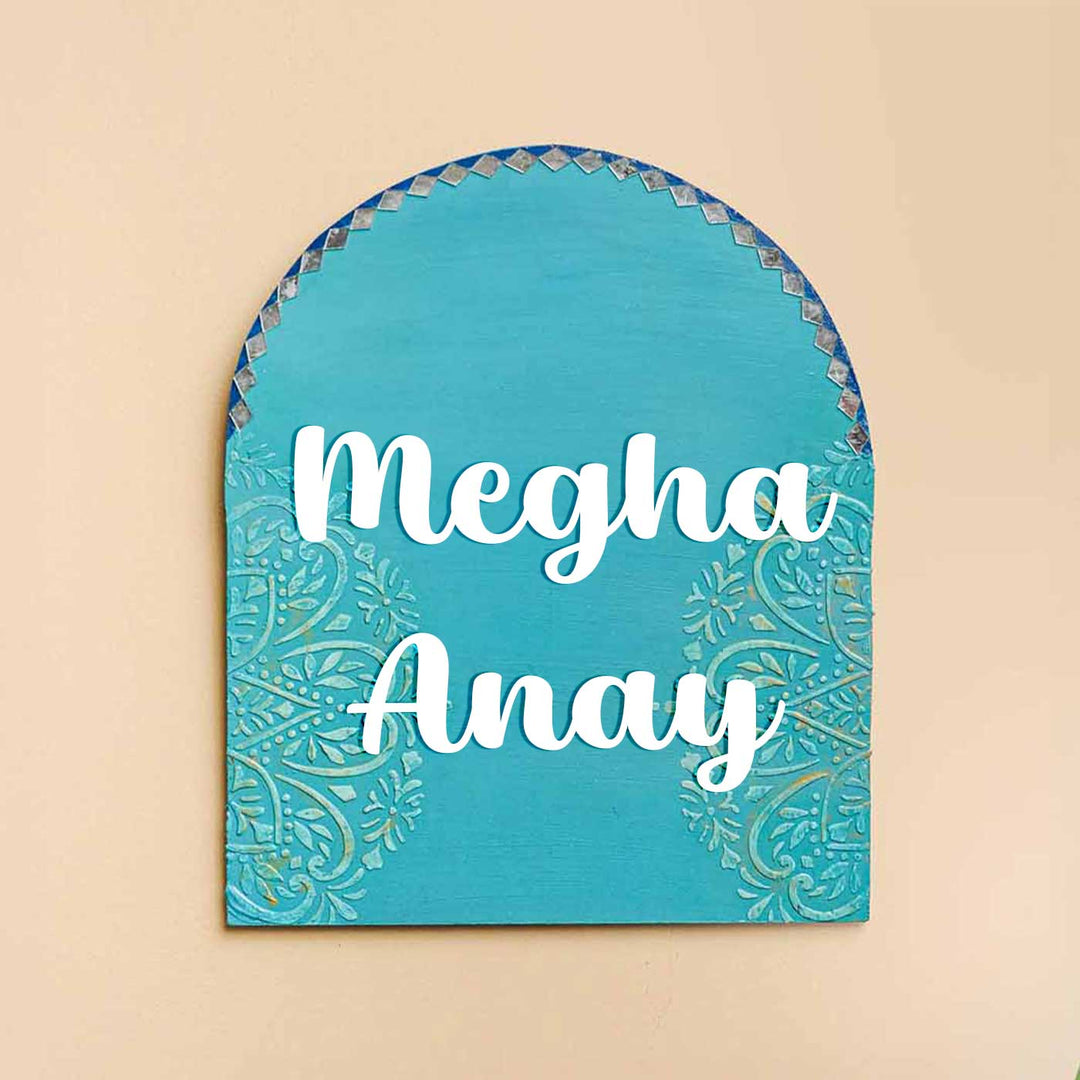 Personalized Royal Blue Theme Mdf Wood Name Plate