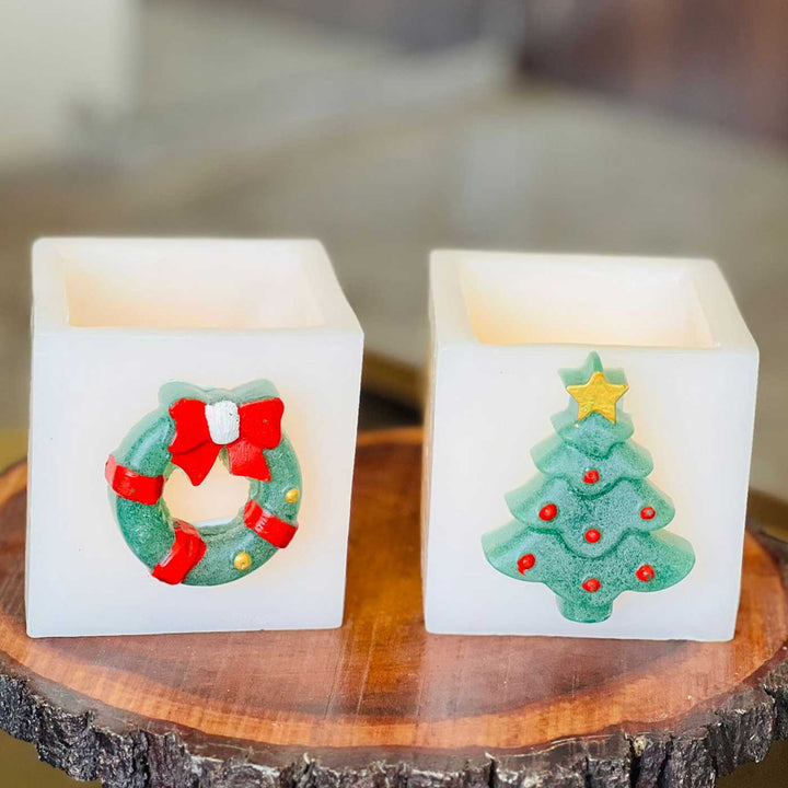 Handmade Wax Tealight Holders For Christmas Decoration | Set Of 2