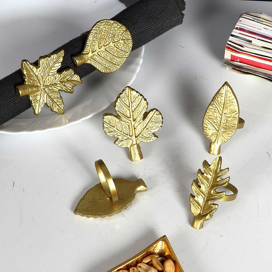 Handmade Leaves Design Napkin Ring | Set Of 6