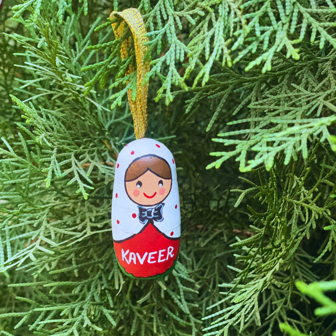 Personalized Russian Doll Wooden Ornaments For Christmas Tree Decoration | Set Of 3